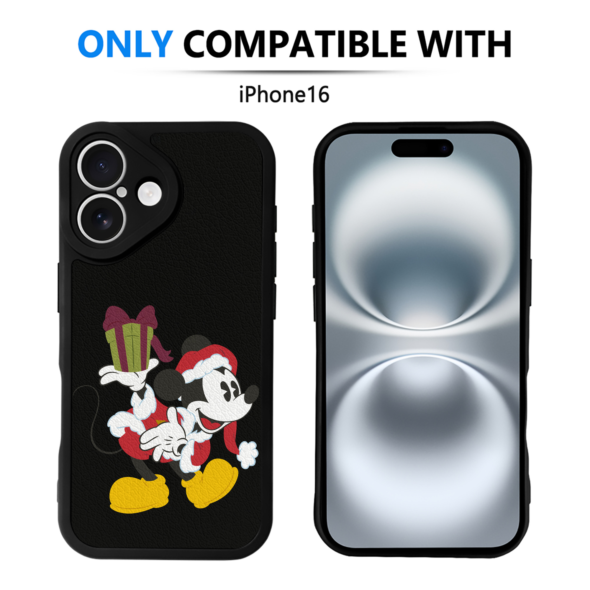 （画像用） ミッキーマウス Mickey Mouse 【iPhone 16シリーズ対応】シリコンスマホケース（レザー調） 材質：シリコン